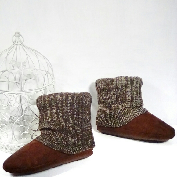 Mudd brown rolled over sock indoor slipper boots - Picture 4 of 7